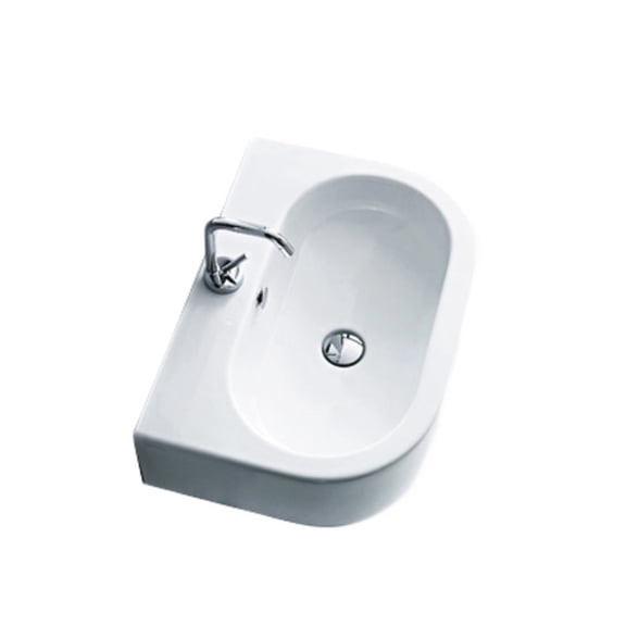 Ws Bath Collections Flo 3142 23-5/8" Ceramic Wall Mounted / Vessel Bathroom Sink - White