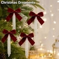 thumbnail image 4 of 6 Pack Pearl Flocked Velvet Bow Ornaments, 4 x 6 Inch Christmas Tree Hanging Bows for Holiday Wreath Garland Mantel Window Door Wall Party Decor, 4 of 8