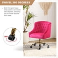 thumbnail image 4 of Modern Home Office Task Chair Swivel Rolling Computer Velvet Fabric Gold Legs Makeup Vanity Chairs Adult Bedroom Fushia, 4 of 8