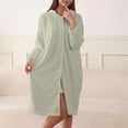thumbnail image 2 of Shrysg Women's Loose Hooded Long Sleeve Absorbent Bathrobe Comfy Quick Dry Coral Fleece Homewear Green, 2 of 6