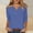 Blue, variant on Summer Outfits for Women Three Quarter Sleeve Plus Size V Neck Stretchy Boho Tops for Women Solid Color Loose T-Shirts 2025 Comfy for City Sightseeing XL