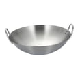 thumbnail image 3 of Sartén wok de acero inoxidable, accesorios para saltear, dos , utensilios de cocina resistentes, fondo plano para cocinar al , freír, cocinar Diámetro 28cm, 3 of 8