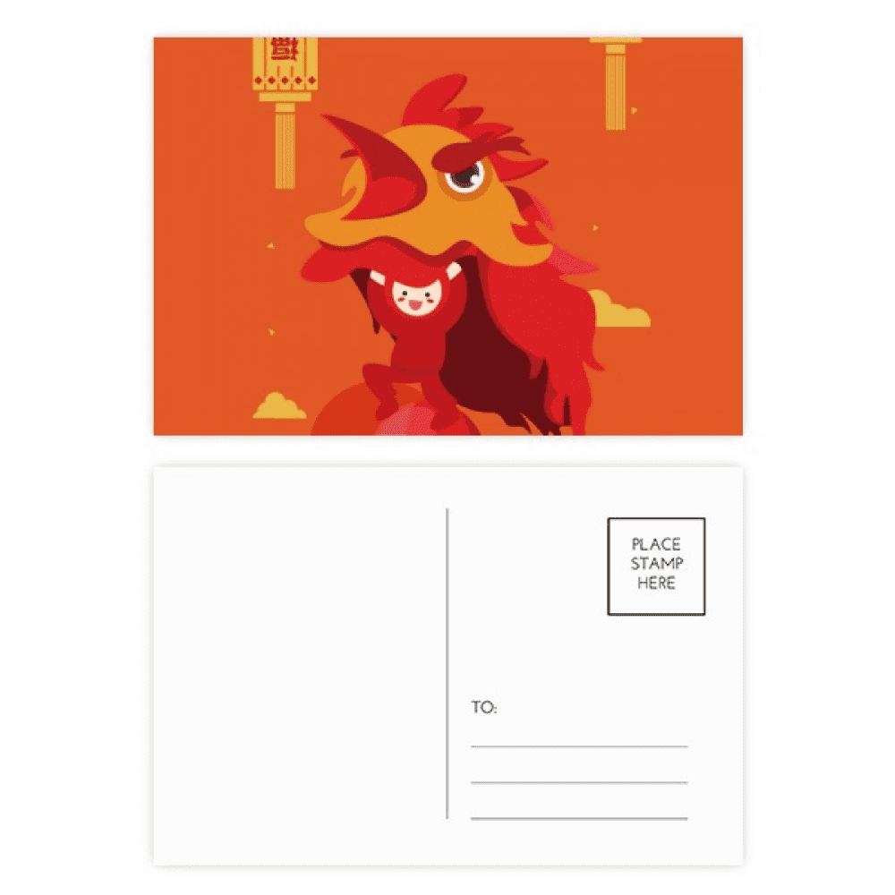 red lion dance china town postcard set birthday mailing thanks greeting card