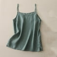 thumbnail image 2 of ZyeKqe Cotton Linen Camisole Tops for Women Spaghetti Strap Sleeveless Shirts Side Split Loose Fitted Blouses Top, 2 of 7
