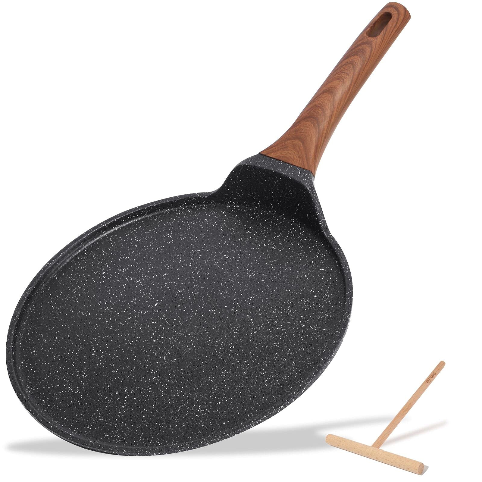 9.5 Inch Nonstick Crepe Pan with Spreader Induction Compatible, PFOA &  PTFEs Free 