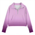 thumbnail image 4 of Bnwani Sweatshirt Girls Zip Mock Neck Long Sleeve Half Zip Crop Fleece Sweatshirt Gradient Pullover Size 7-8, 4 of 5