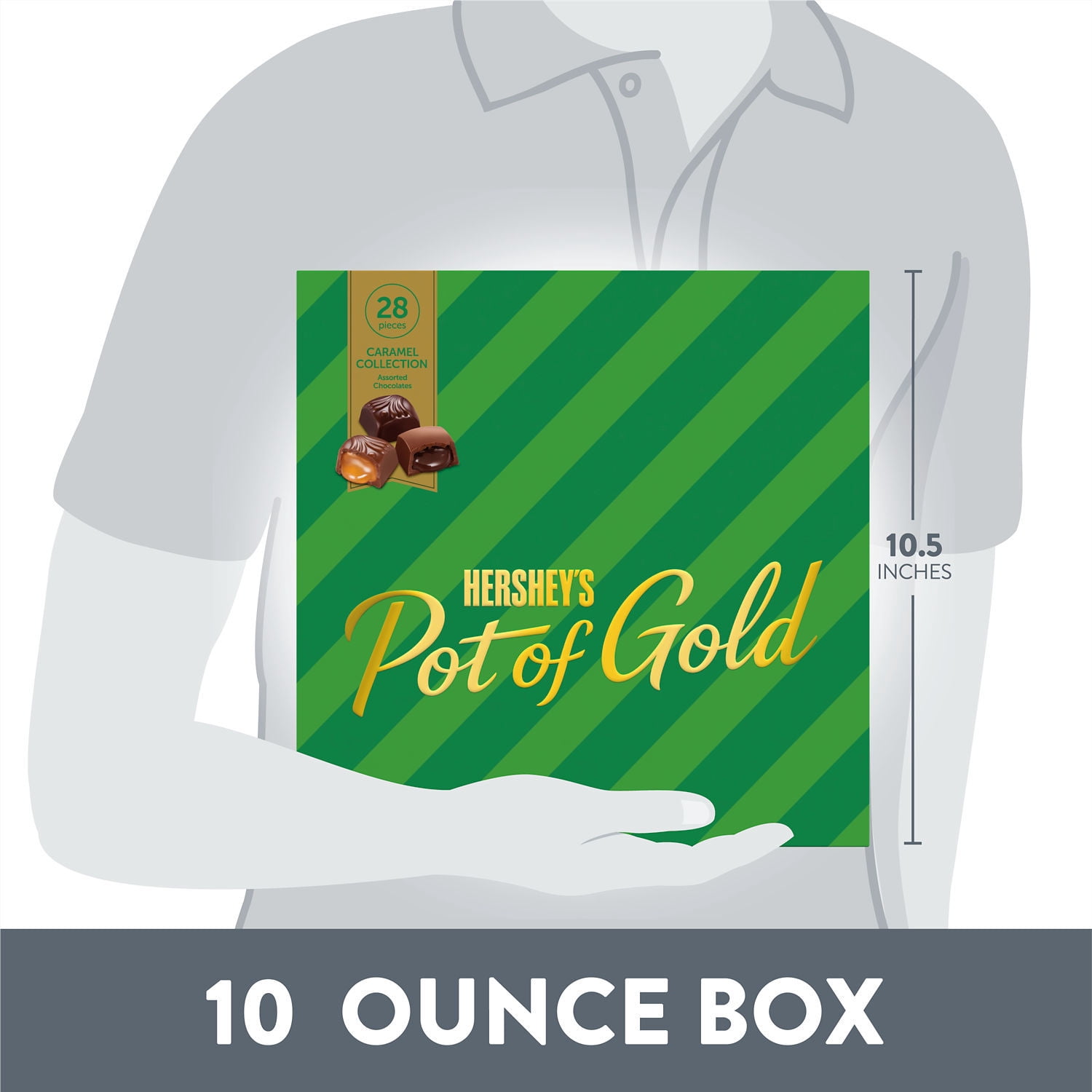 (2 pack) Hershey's Pot of Gold Assorted Caramel Christmas Candy, Gift Box 10 oz, 28 Pieces