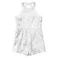 thumbnail image 6 of Rswnyirn Kids Girls Sleeveless Short Jumpsuit Sequins Pageant Romper Halter Neck Formal Suit Dance Silver 6, 6 of 7