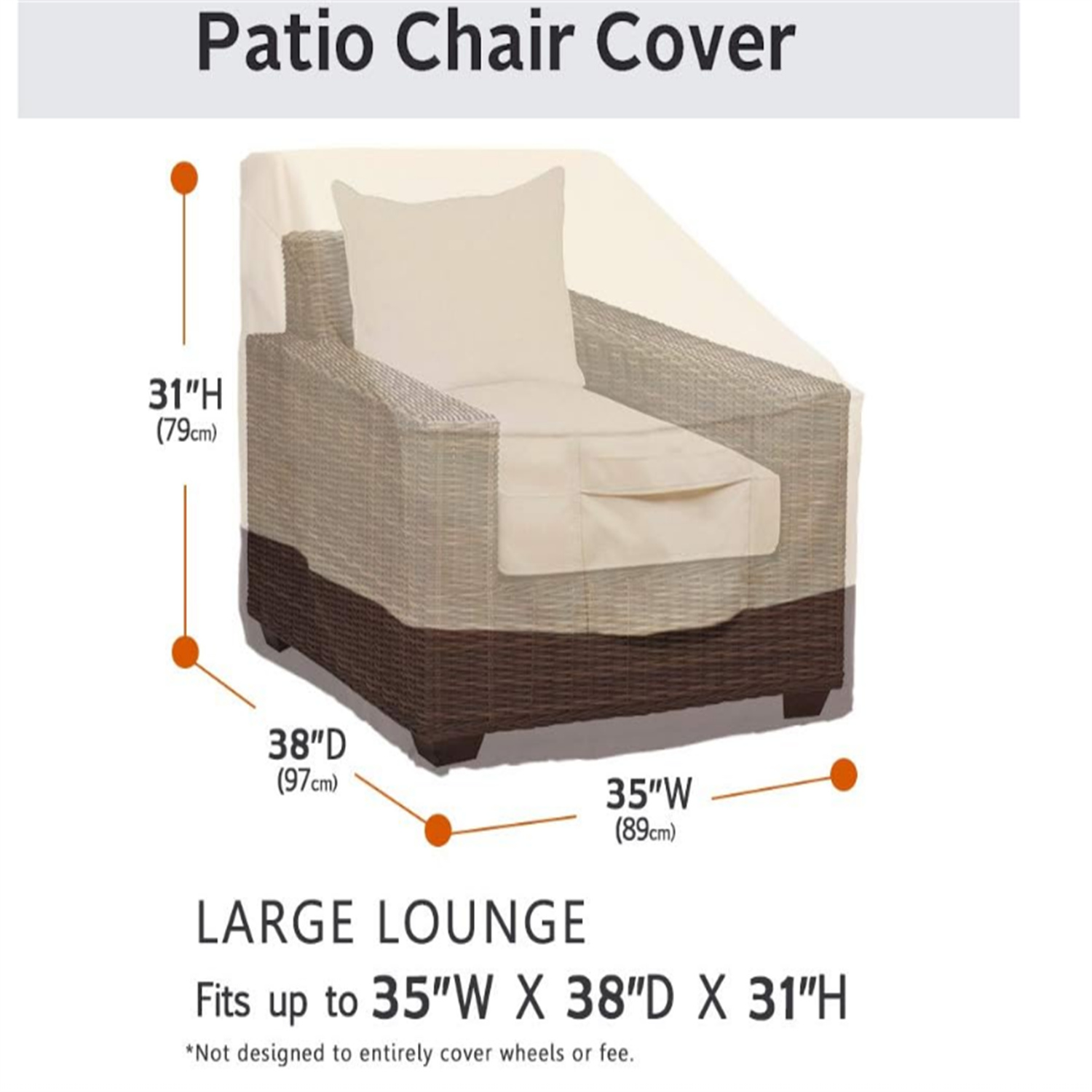 Patio Chair Covers, Lounge Deep Seat Cover, Heavy Duty and Waterproof Outdoor Lawn Patio Furniture Covers (2 Pack - Large, Beige & Brown)
