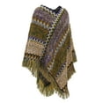 thumbnail image 6 of Prolriy Poncho Sweater Women Nationl Print Colourful Splice Poncho with Tassels Knitted Shawl Scarf Fringed Wraps Pashminas Sweater Cape Sweater Tassel Hem Shawl Wrap Cloak Sweaters for Women Green, 6 of 6