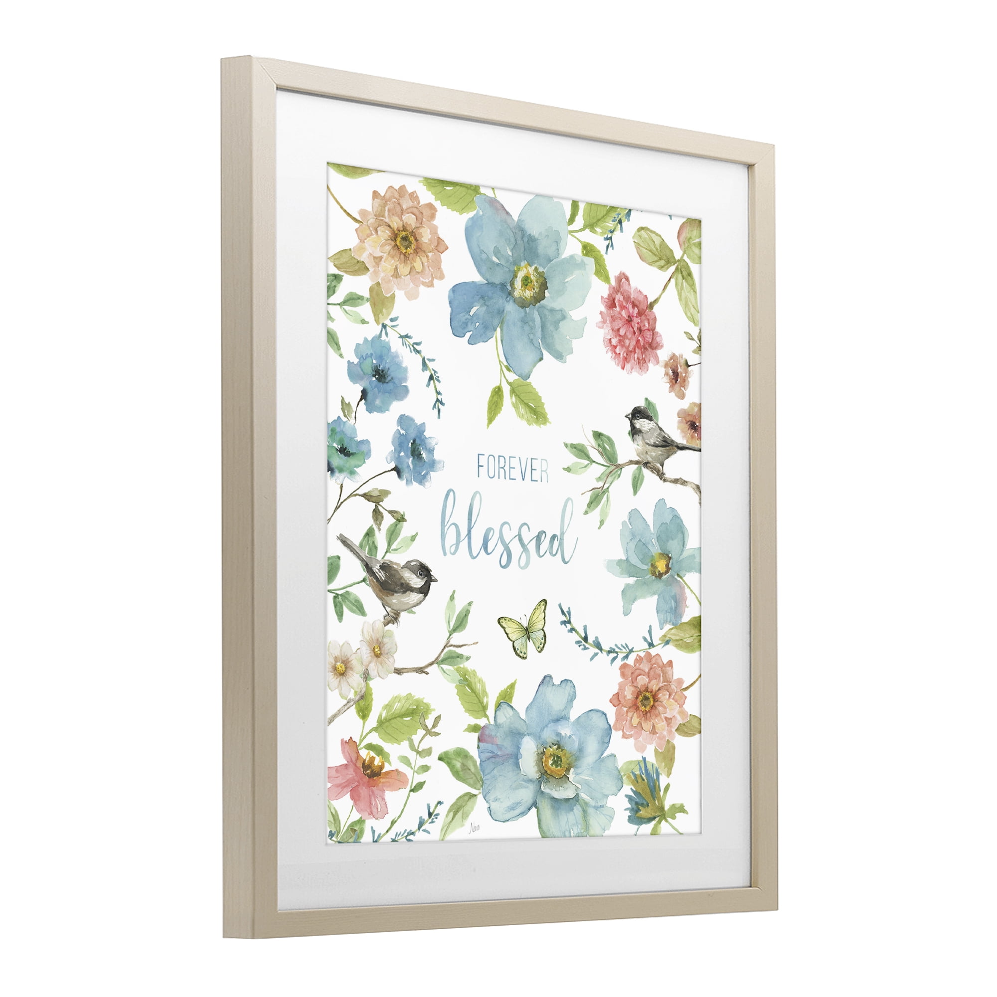 Stupell Industries Forever Blessed Pink & Blue Birch Framed Print Under Glass, design by Nan