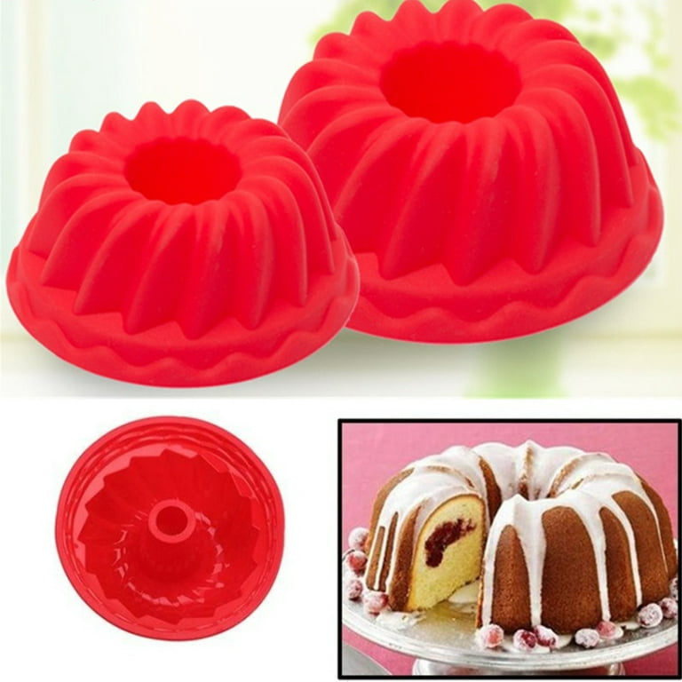 1pc 8 Inch Cake Mold, Simple Red Spiral Design Silicone Cake Pan
