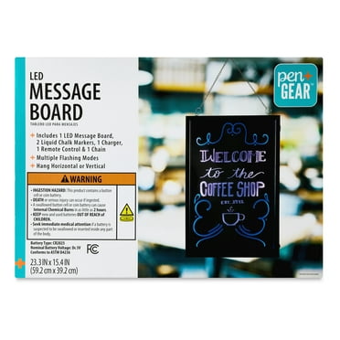 Pen+Gear LED Illuminated Message Board - 15.7" x 23.6", Vibrant Display, Multi-Mode Flashing,Versatile Mounting, Includes Markers and Remote"
