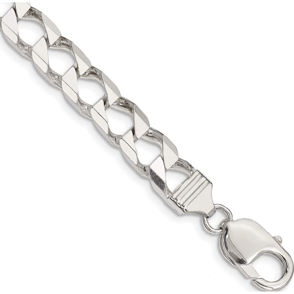Sterling Silver 6.75mm Flat Open Curb Chain (8 X 6.75) Made In Italy qfoc250-8