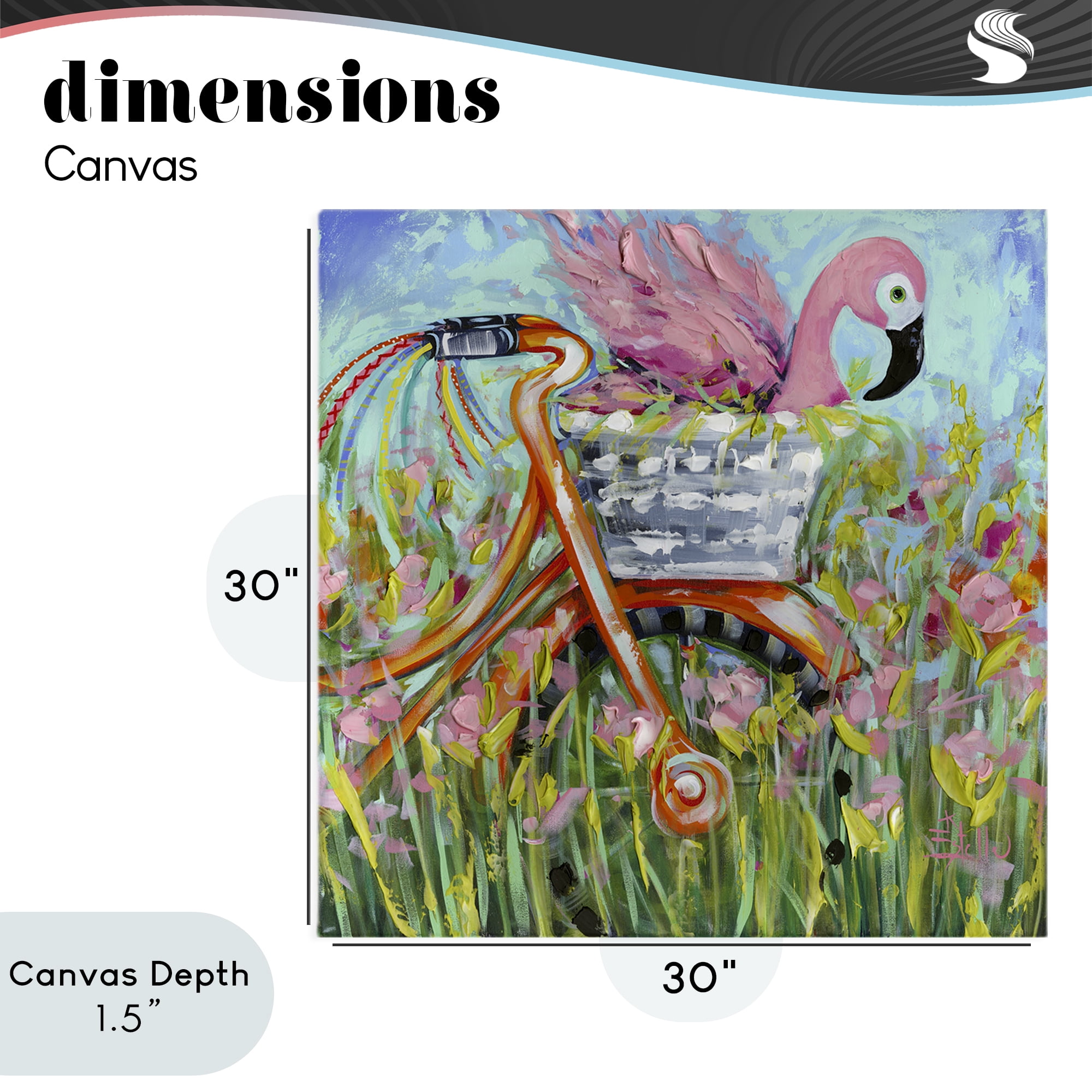 Stupell Industries Flamingo's Free Bicycle Ride Canvas Wall Art, design by Estelle Grengs