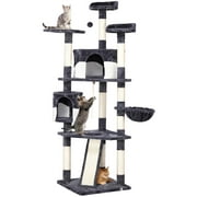 79" Large Cat Tree Tower Condo Scratching Post Pet Play House（Gray and White)