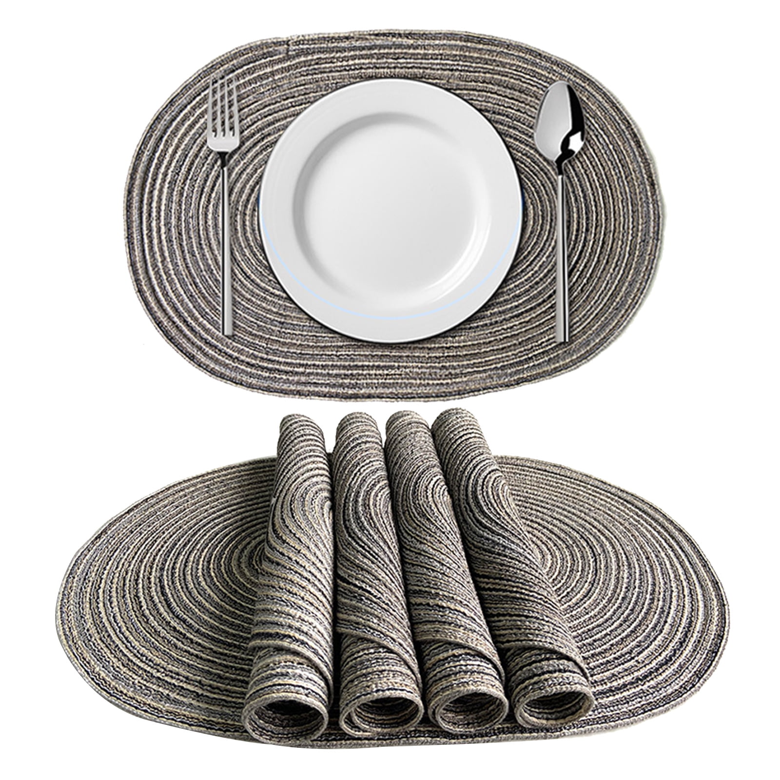 Home Decoration Table Placemats Oval Polyester Cotton Heat Resistance