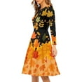 thumbnail image 3 of FKELYI Hallo Fall Women Dress Soft Thanksgiving Maple Leaf Long Sleeve Dress for women Formal Stretchy Ladies A Line Dresses Knee Length Size S, 3 of 4