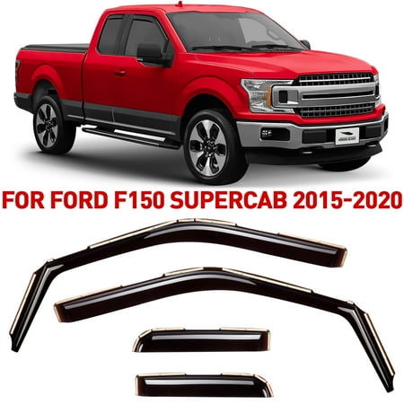 voron glass in-channel extra durable rain guards for ford f150 2015-2020 supercab (fit for ford f250-f550 17-23) window deflectors vent window visors 4 pieces - 230095