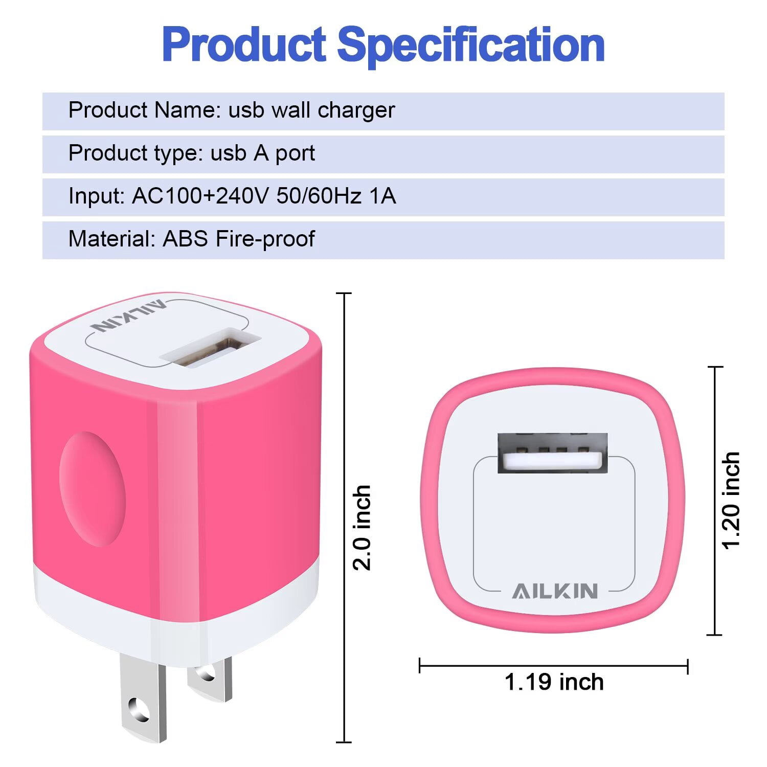 Compatible with iPhone Charger Fast Charging,3Pack AILKIN Charger Block with 6ft Cord Charging Block Plug Power USB Wall Charger Adapter Compatible with iPhone 14/13/12/11,Blue+Purple+Pink
