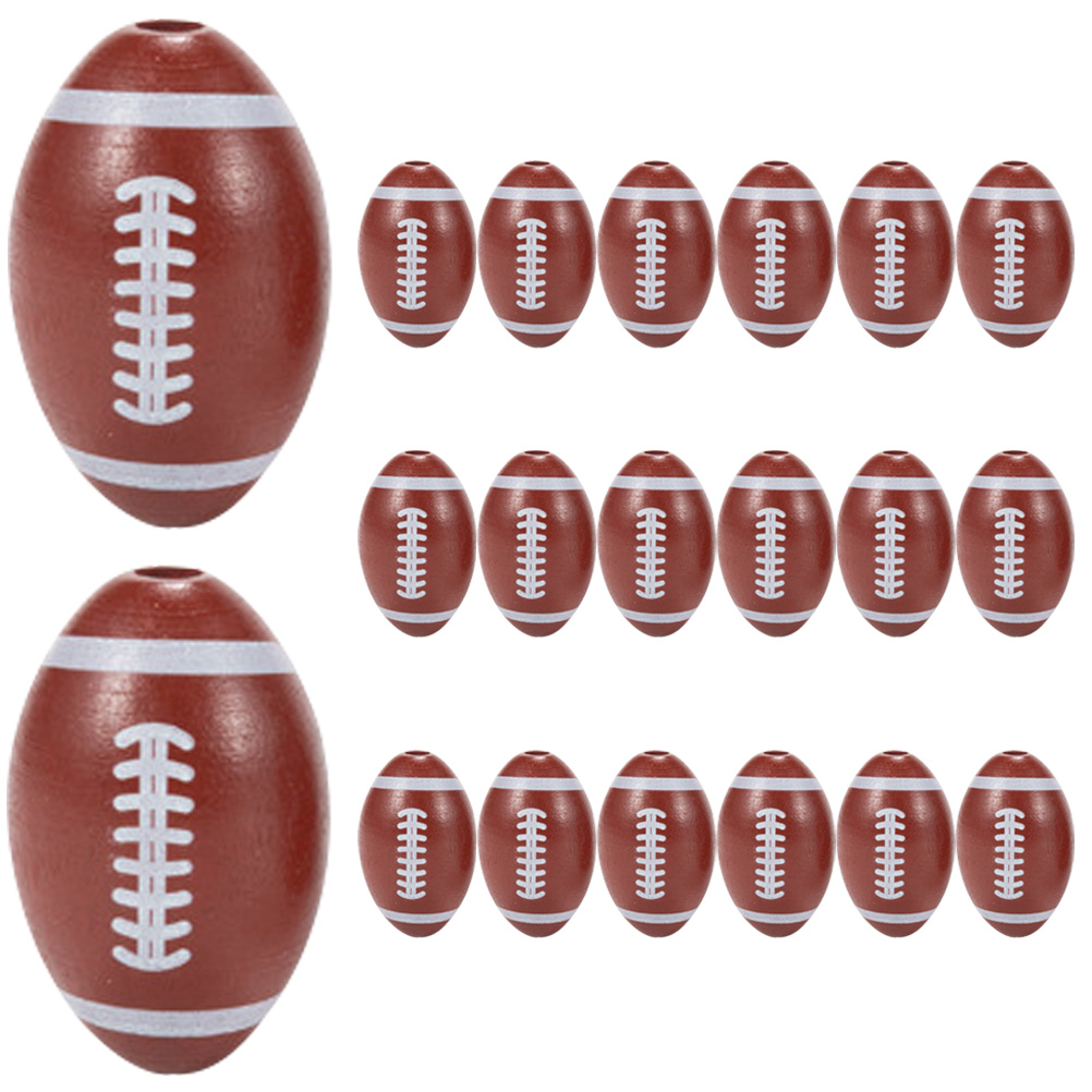 50pcs Jewelry Making American Football Beads Wooden Sport Beads for DIY  Bracelets Necklace 