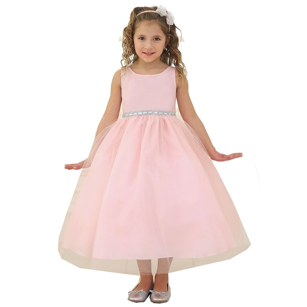 Sophias Style - Little Girls Blush Rhinestone Tulle Flower Girl Dress ...