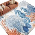 thumbnail image 2 of Sea Corals Seahorse Washable Living Room Rugs 5'x8', Summer Beach Sea Stars Low Pile Throw Large Area Rug Non-Slip Sturdy Edge Binding Carpet for Living Room Kitchen Office, 2 of 9