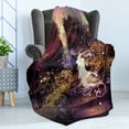 thumbnail image 4 of Fantasy Soft Flannel Fleece Throw Blanket, Surreal Silhouette of Elf Lady on Stair in Garden Expressionist Artwork, Cozy Plush for Indoor and Outdoor Use, 50" x 70", Magenta Green, by Ambesonne, 4 of 5