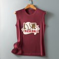 thumbnail image 2 of Gibobby Estación independiente Estilo europeo y americano Chaleco sin mangas Ropa de mujer Béisbol Impreso Camiseta suelta Casual Cuello redondo(Vino,G), 2 of 4