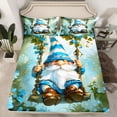 thumbnail image 2 of Feelyou Cartoon Cute Gnome Bed Sheets for Kids, Blue Flower Floral King Sheets, St. Patrick's Day Sheet Set, Super Cozy Room Decor, 4 Pieces, 2 of 7