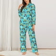 thumbnail image 2 of JUNZAN Cartoon Monster Truck Print Womens Pajama Sets,Long Sleeve Button Down for Women Pjs 2 piece, 2 of 7