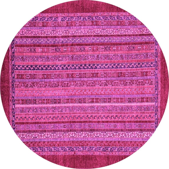 Ahgly Company Indoor Round Abstract Pink Modern Area Rugs, 8' Round