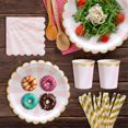 thumbnail image 4 of Amdohai 8PCS Disposable 7 Inch Plates Pink Stripes Compostable Paper Tableware Set, 4 of 9
