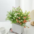 thumbnail image 6 of Plastic Artificial Flower Bundles with Green Foliage, Realistic Artificial Flowers for Outdoors, Fake Flowers, Fake Floral Bouquet for Outdoor Window Box, Cemetery & Home Table Decor 1Pcs, 6 of 9