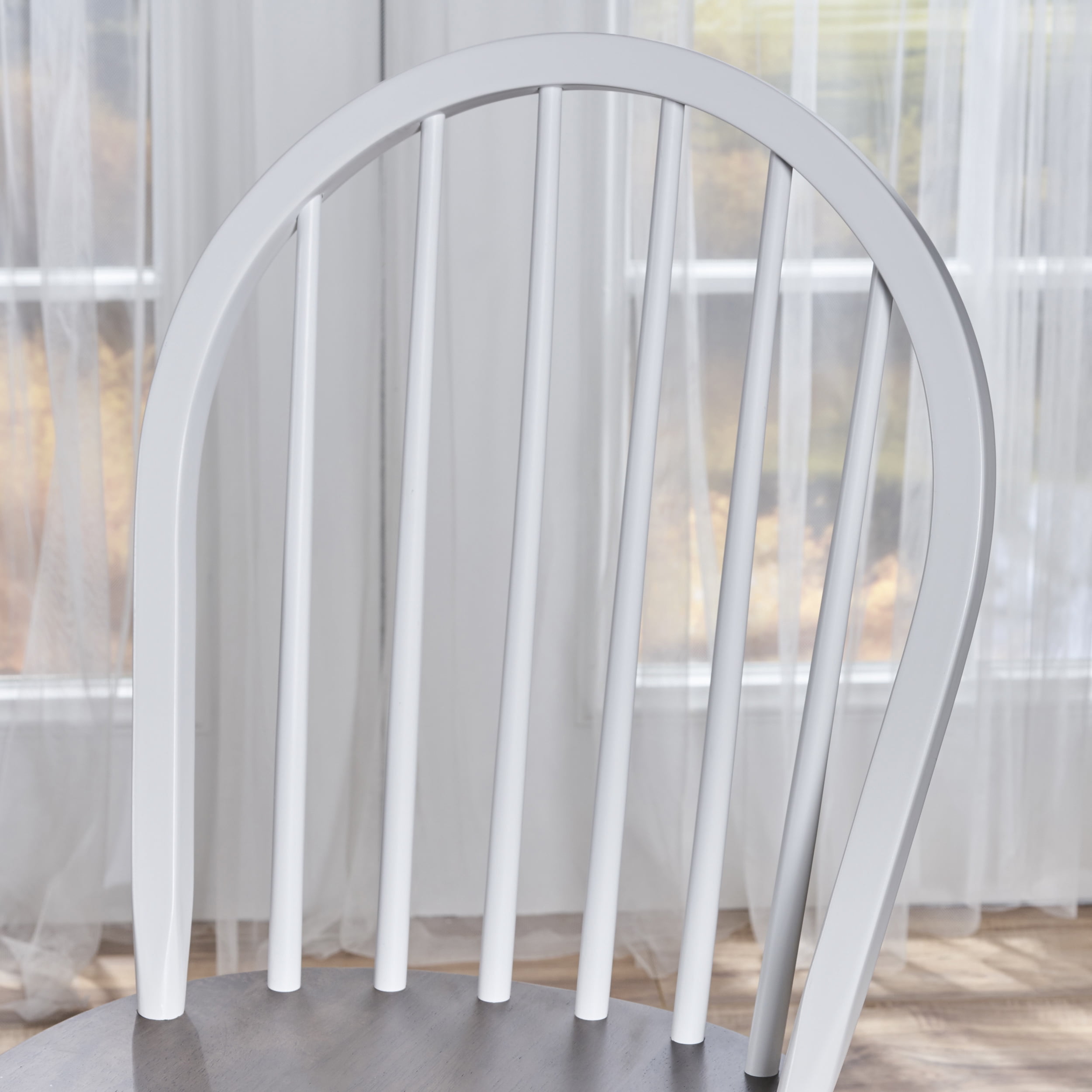 Noble House Conrad Farmhouse Rubberwood Dining Chairs, Set of 2, Brown, White