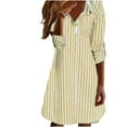thumbnail image 2 of UP TO 50% OFF Toonshare Charming Womens Dresses Clearance formal Ladies' Fashionable Casual Striped Button Up Lapel Dress Yellow S, 2 of 6