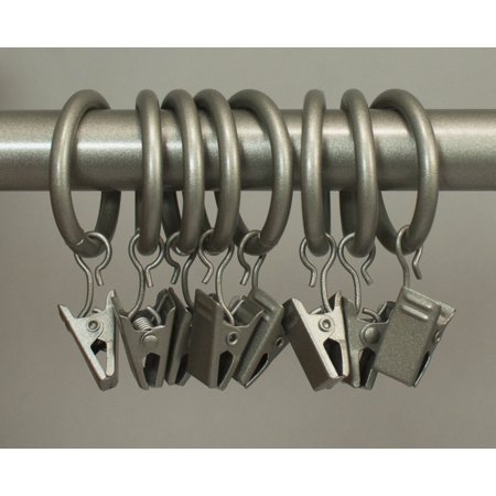 Urbanest 1 Metal Curtain Rings With Clips Set Of 8 Pewter