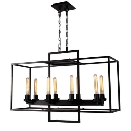 Modular Dark Bronze Chandelier - Parrot Uncle Borkowski 8-Light Linear Chandelier, Oil Rustic Bronze