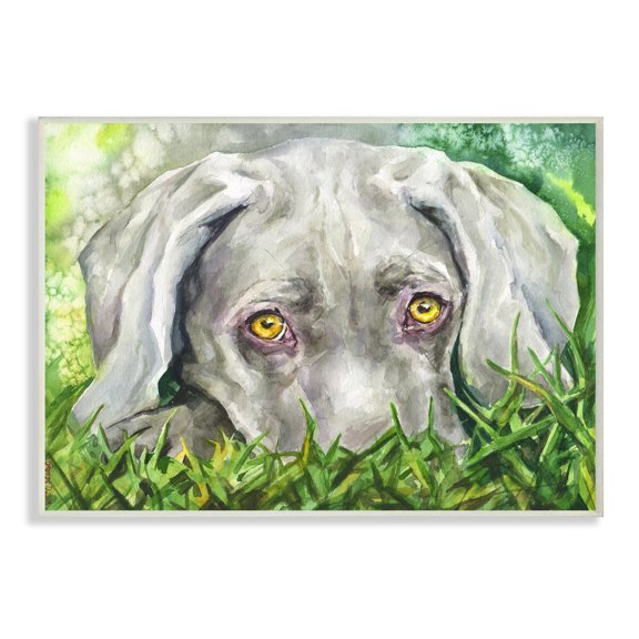 Stupell Industries Weimaraner Puppy Dog Resting In Green Grass Wall Plaque, 13 x 19, Design by George Dyachenko