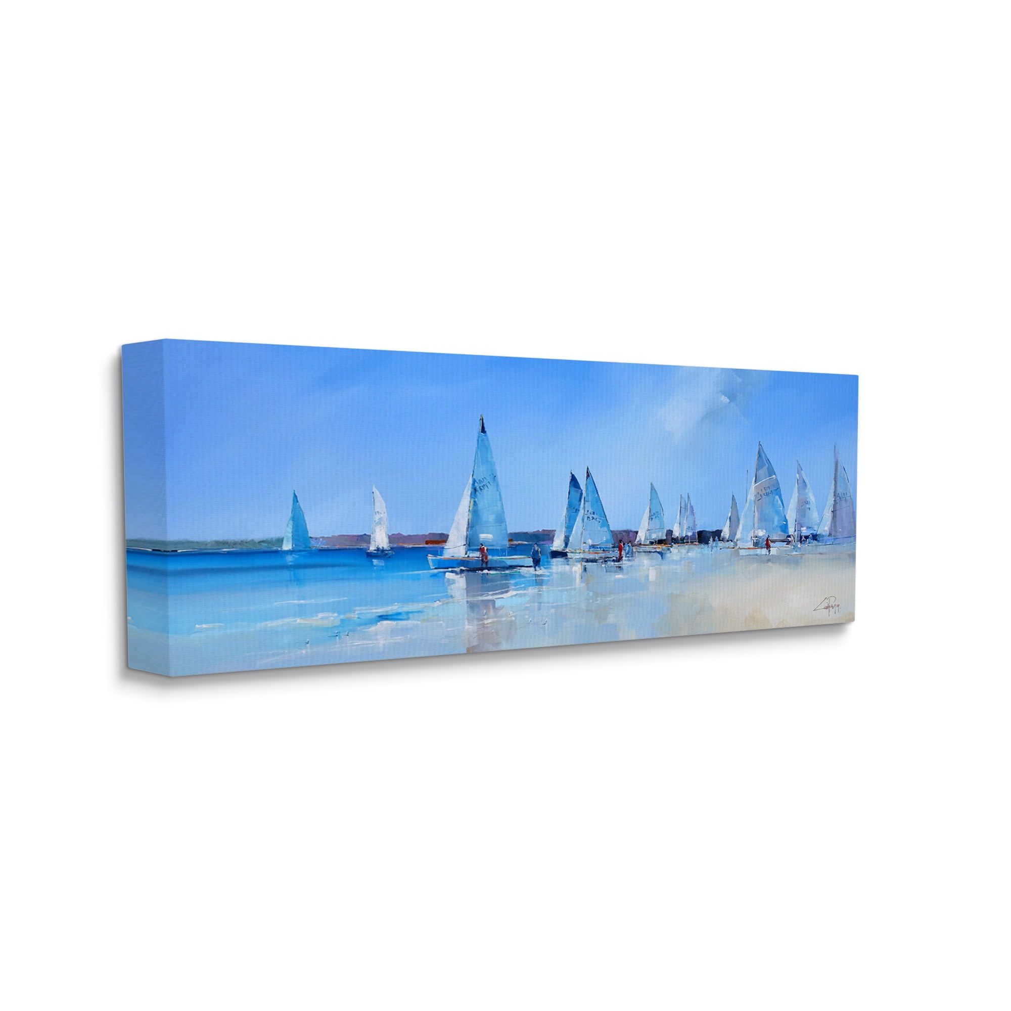 Stupell Industries Sailboat Fleet & Sailors Transportation Painting Gallery Wrapped Canvas Art Print Wall Art, 48 x 20