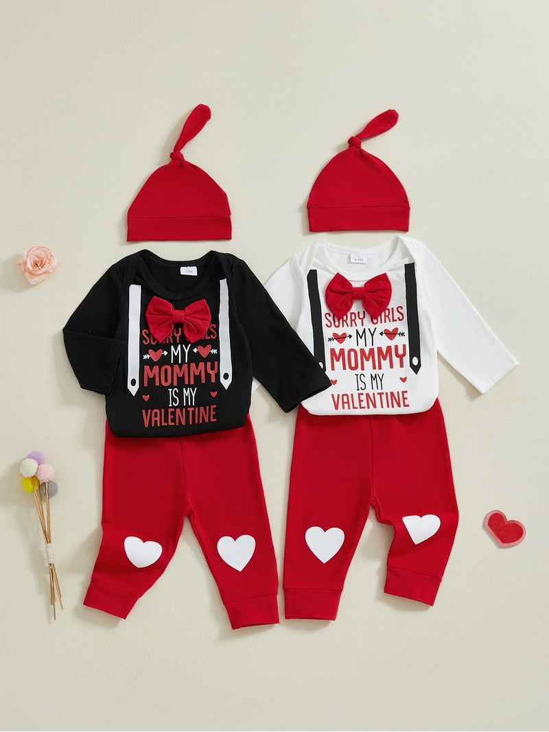 NEW 'Mama's Boy' Bodysuit Pants & Hat Baby Valentine's Day Outfit