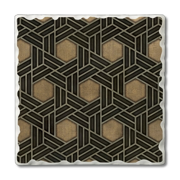 CounterArt "Gilded Cane" 1 Pack Absorbent Stone Tumbled Tile Coaster 4" x 4"