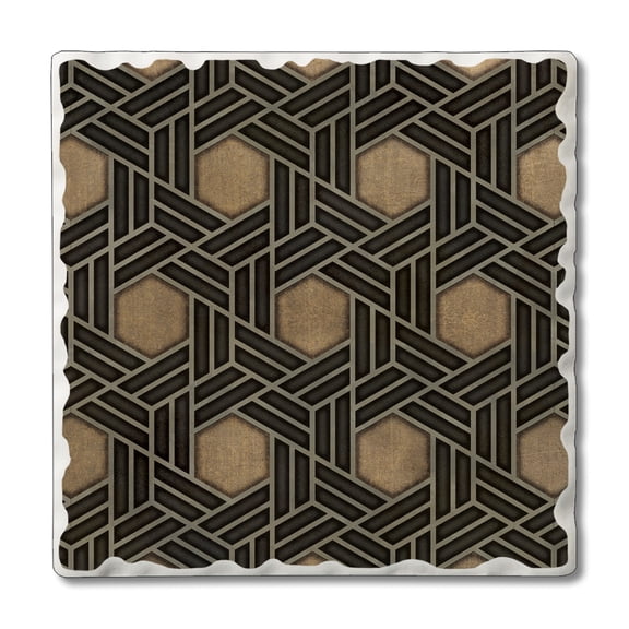 CounterArt "Gilded Cane" 1 Pack Absorbent Stone Tumbled Tile Coaster 4" x 4"