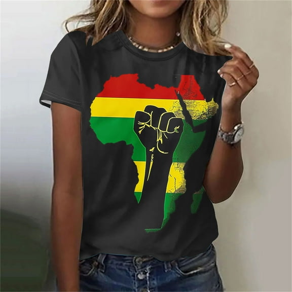 BVOFAR Black History Month Shirts for Women Casual Loose Fit Tops Plus Size Crew Neck Short Sleeve T-Shirts Pride Celebrate Freedom Tees