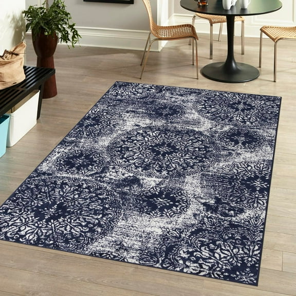 Unique Loom Sofia Collection Area Rug - Grand (3' 3" x 5' 3" Rectangle Navy Blue/Ivory)