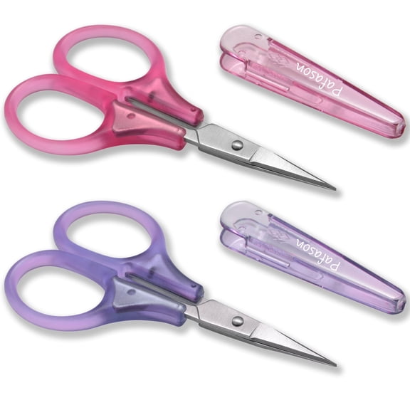 PAFASON Small Travel Craft Scissor Set Straight Precision Tip All Purpose for Scrapbooking Quilting Sewing Knitting Embroidery Cross Stitch Crochet Thread Yarn Paper Detail Fabric Cutting, Safety Cas