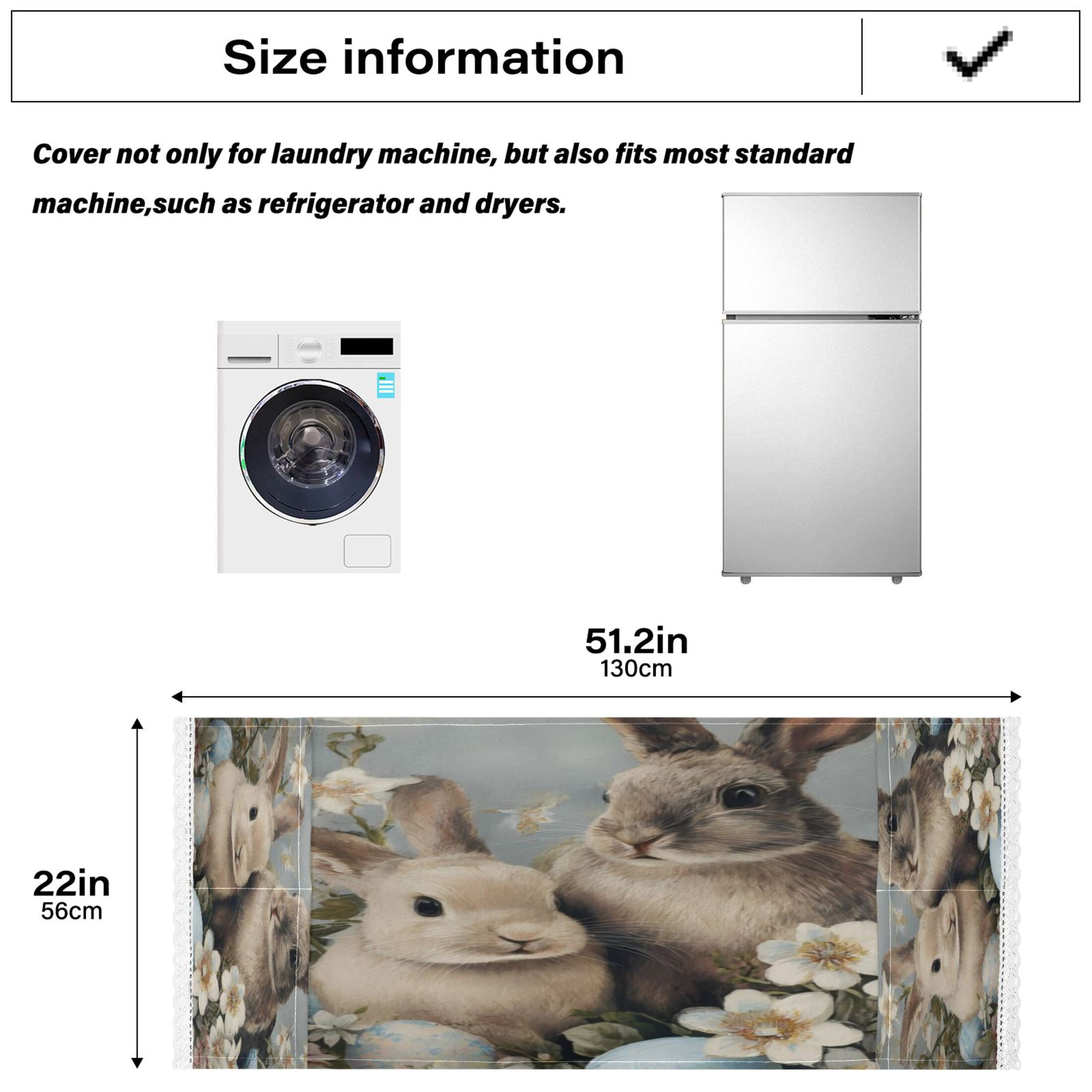 Wobogo Grey Rabbit Nest Washing Machine Cover Dustproof Washer Dryer Cover Waterproof Laundry Room Decorative Protector