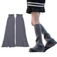 thumbnail image 2 of Flared Hem Split Leg Warmers Japanese Korean Women Girls Knitted Knee High Long Socks Wide Leg Boot Cuffs Leg Cover, 2 of 21