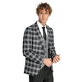 thumbnail image 3 of Men's Wessi Slim Fit 3PC Black and Grey Plaid Formal Suit TY-1437, 3 of 6