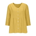 thumbnail image 4 of Perfectbot Women's V Neck Button Down 3/4 Sleeve Peplum Blouse, Casual Lightweight Breathable Summer Shirt, S-5X, 4 of 7